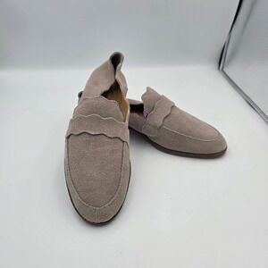 Lucky Brand Women Tan Suede Scalloped Loafer‎ Flats Shoes Size 8.5
